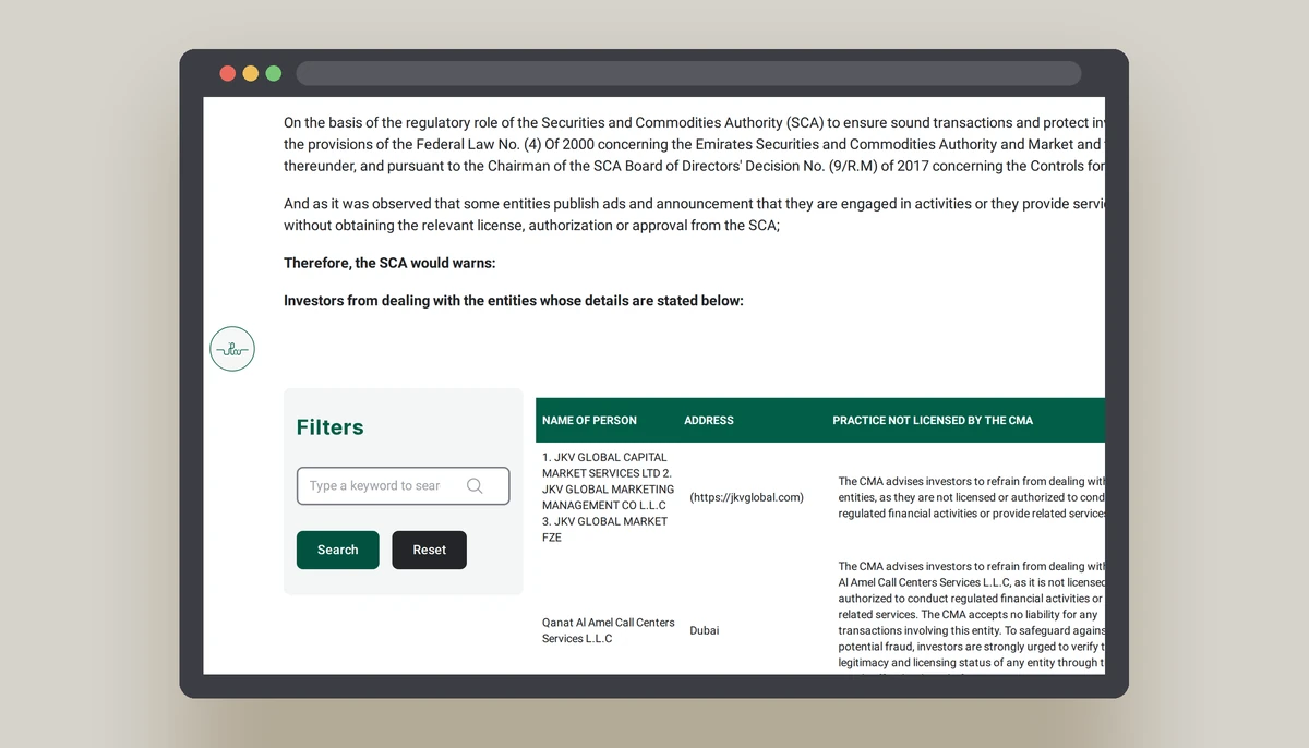 Screenshot of the Capital Market Authority page warning the public about unlicensed firms, taken 2 October 2026.